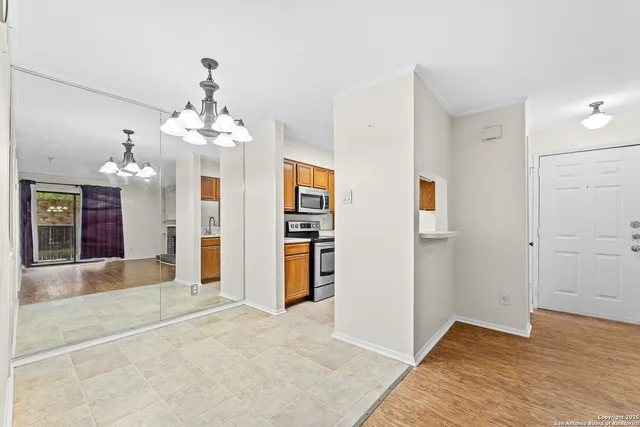 a view of a livingroom with a chandelier