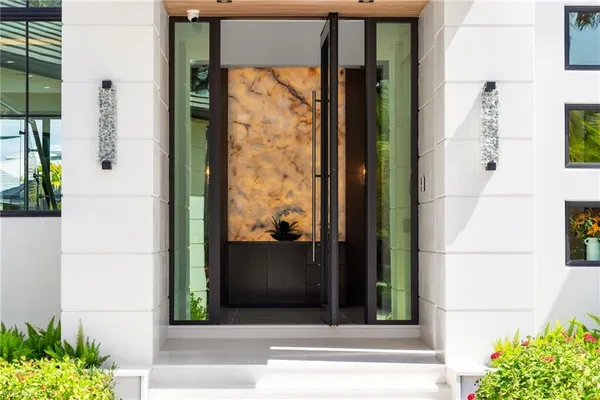 a view of a door front of a house