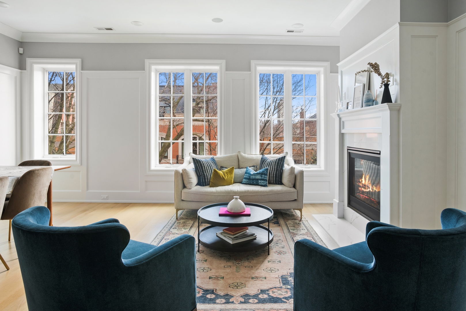2020 North Howe Street, Unit 3S Chicago, IL 60614 - Photo 2 of 31 a living room with fireplace furniture and a large window