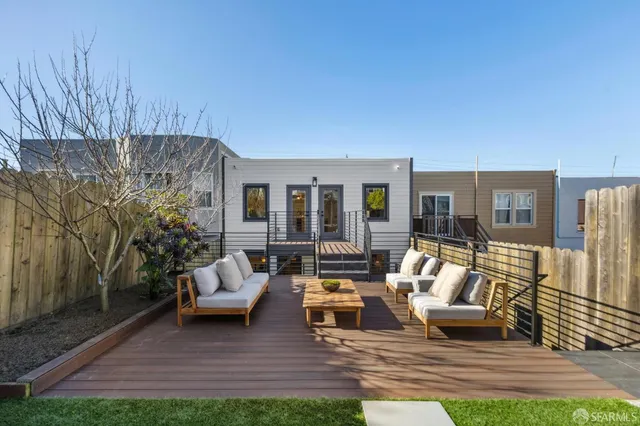 a building outdoor space with patio furniture