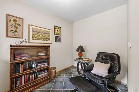 a room with furniture and a book shelf