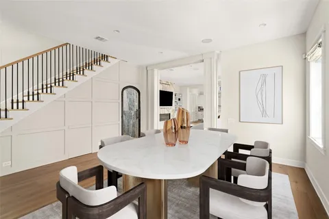 a view of kitchen and dining area with furniture