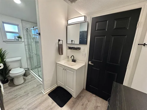 a bathroom with a toilet a sink and mirror