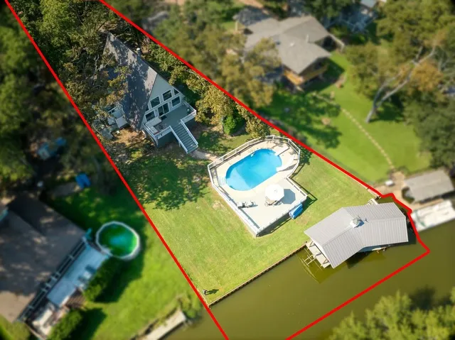 an aerial view of a house