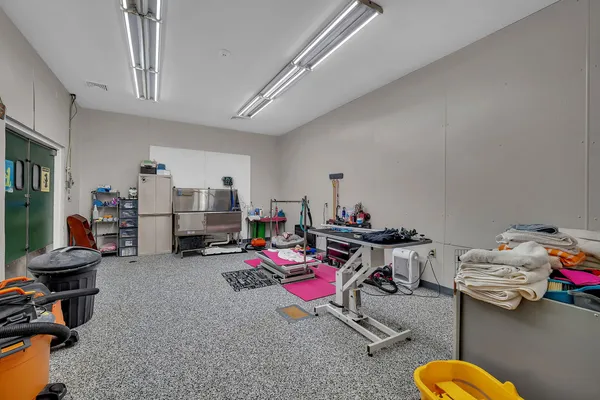 a storage room with washer and dryer