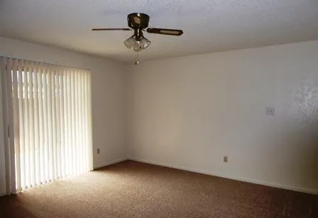 an empty room with a window