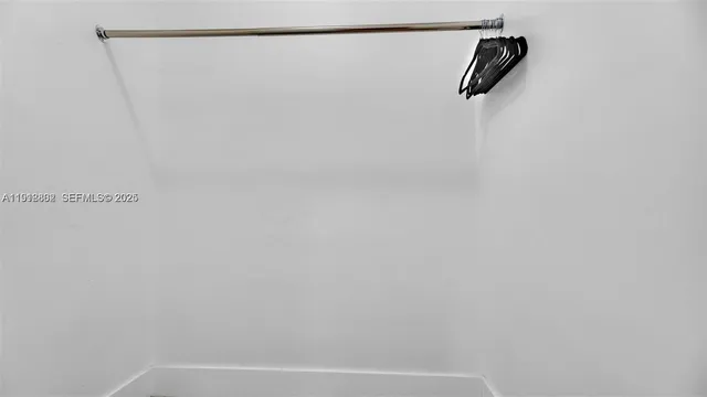 a view of small space with racks on the wall