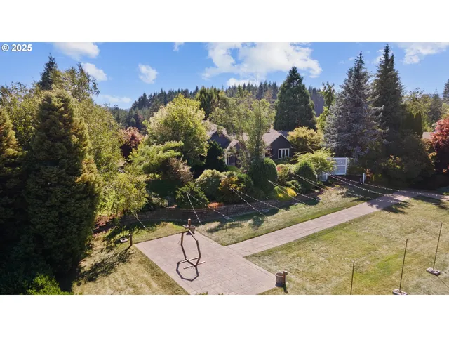 a view of a yard with an outdoor space