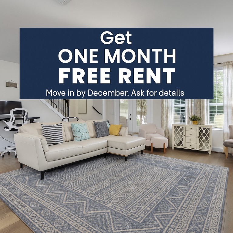 GET ONE MONTH FREE WHEN YOU MOVE IN NOW THROUGH DECEMBER (must pay security deposit and first full month's rent upfront to qualify)