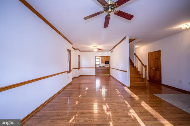 a view of a hallway with a large window