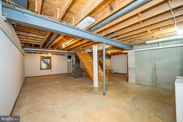 a view of a room with stairs