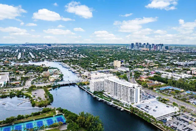 a view of city and a lake