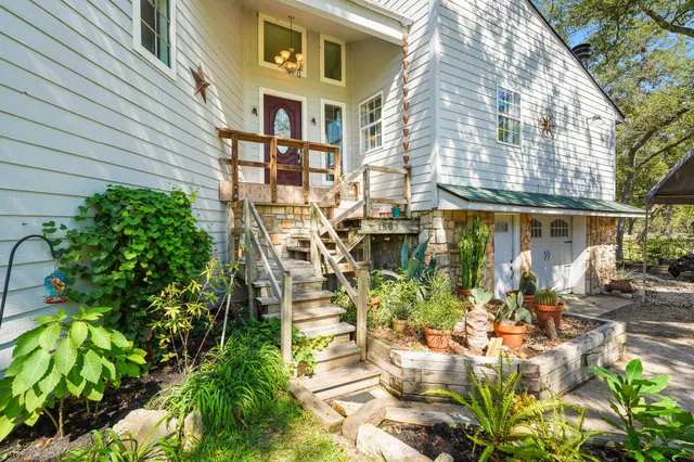 a backyard of a house with lots of green space