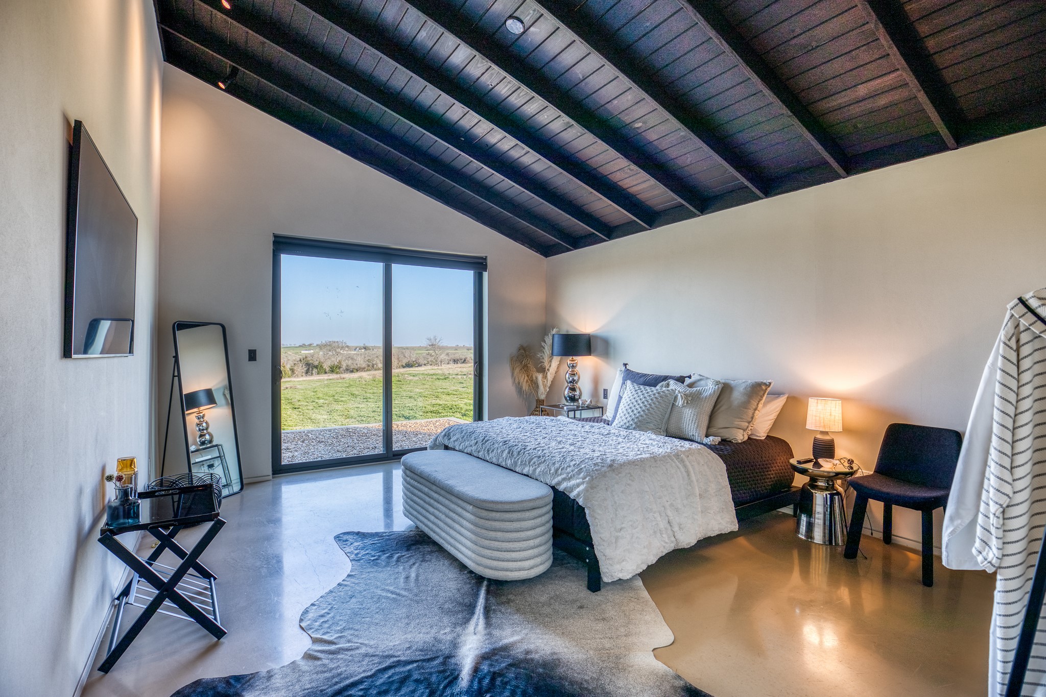 1905 Century Farms Road Burton, TX 77835 - Photo 13 of 29 a living room with a balcony furniture and a floor to ceiling window