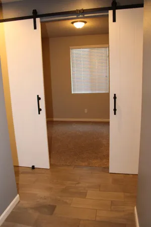 a view of a room with door