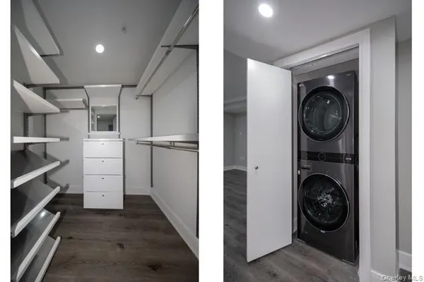 a view of a storage & utility room with washer and dryer