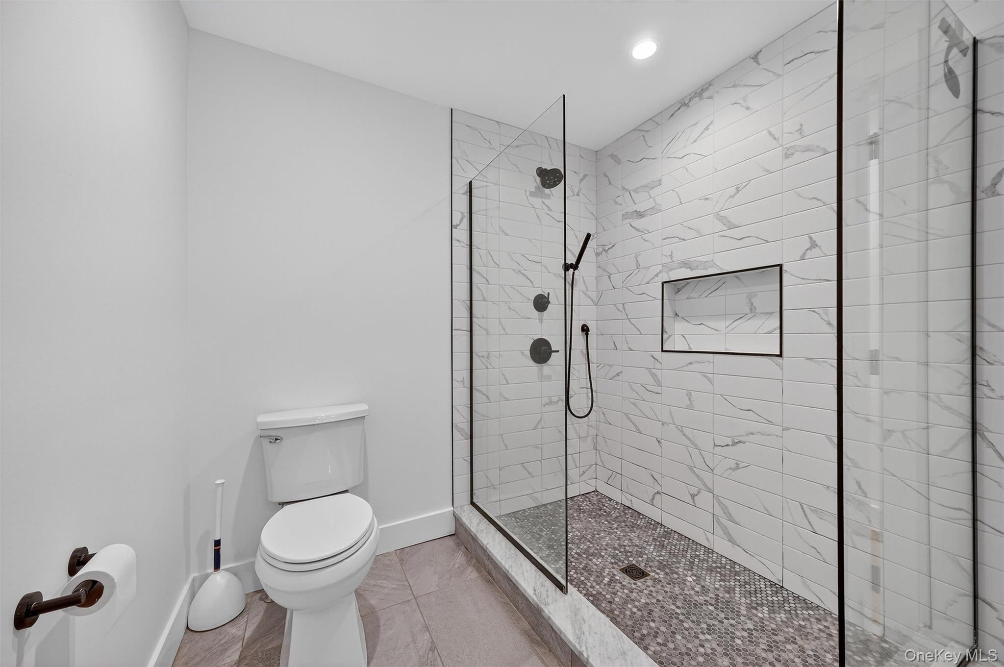 15 Fairview Road Beacon, NY 12508 - Photo 23 of 41 Full bath with a walk in shower, light tile patterned floors, and recessed lighting