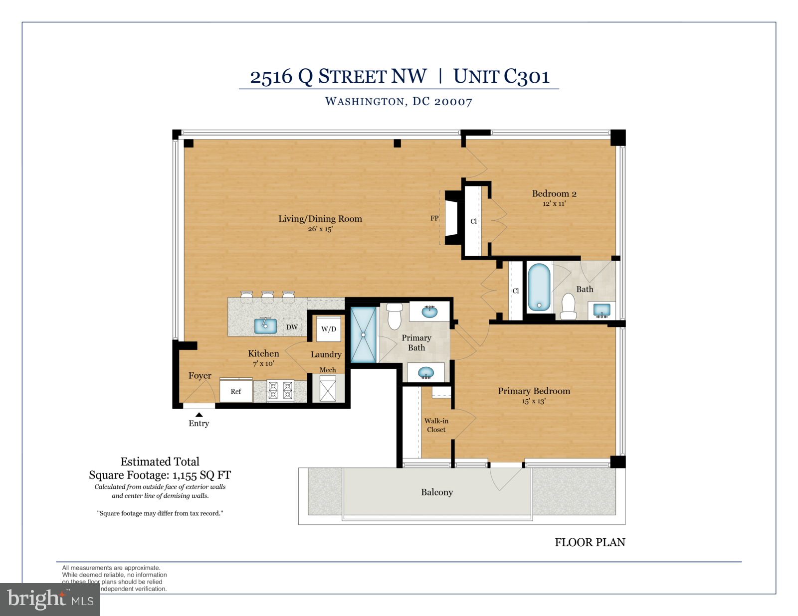 2516 Q Street Northwest, Unit C301 Washington, DC 20007 - Photo 17 of 17 2516 Q St NW #C301 Floor Plan