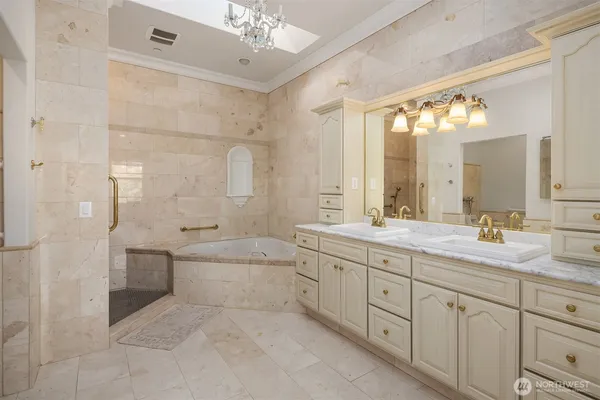 a bathroom with a bathtub