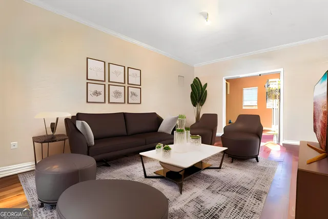 a living room with furniture