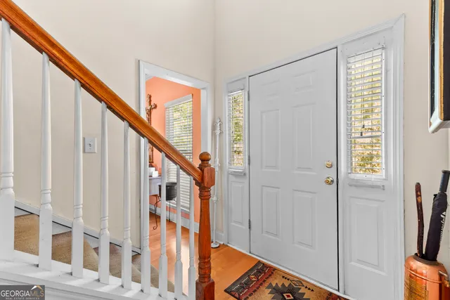 a view of an entryway with staircase