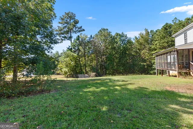 a view of a trees in a yard