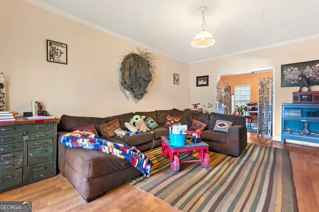 a living room with furniture