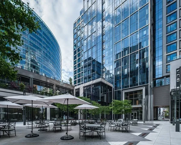 a roof deck with wooden floor