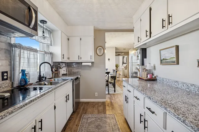 a kitchen with lots of counter top space