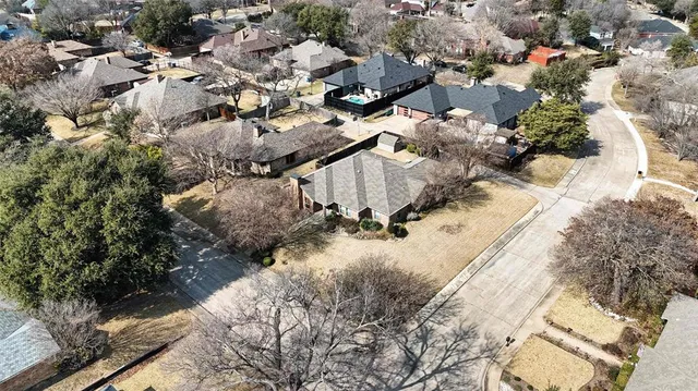 a view of outdoor space with trees all around