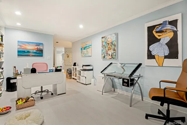 a view of a workspace with furniture and toys