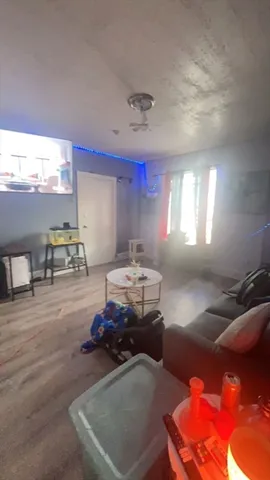 a living room with furniture