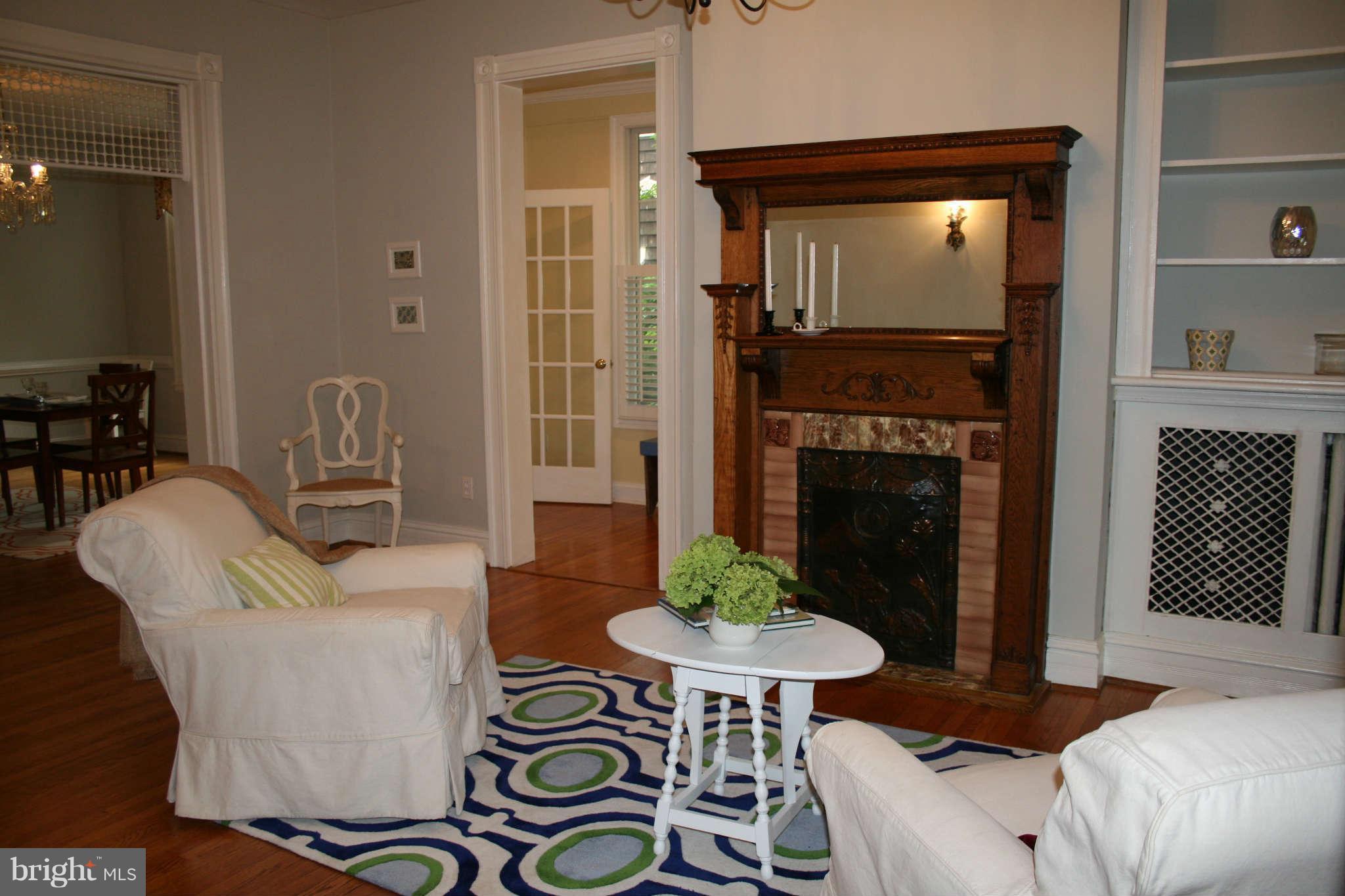 729 St Johns Road Baltimore, MD 21210 - Photo 3 of 30 Living Room with Original Oak Mantle