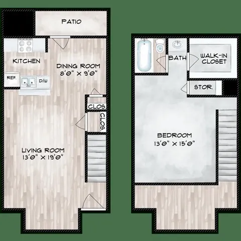 a view of swimming pool with outdoor seating and house in the background