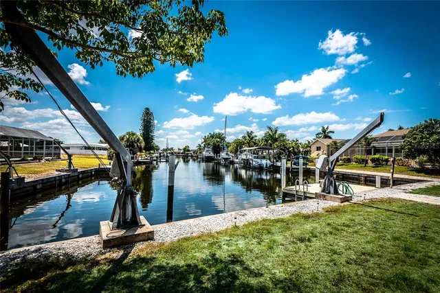 a view of a swimming pool with a lake view