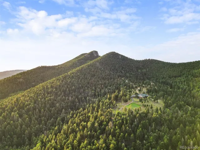 a view of a mountain range with lush green forest