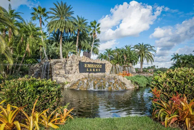 a view of a park with slide