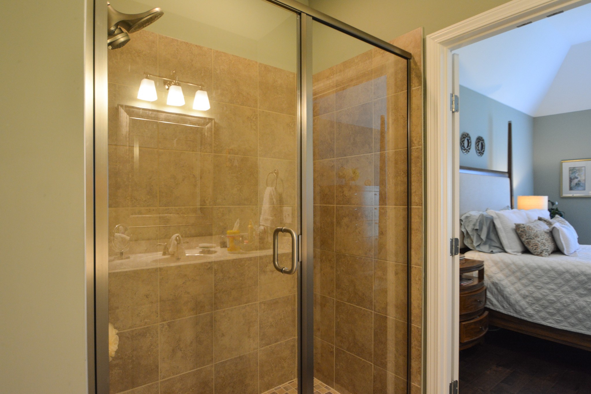 2293 Cason Lane Murfreesboro, TN 37128 - Photo 19 of 32 a en suite bathroom with a granite countertop shower and a sink