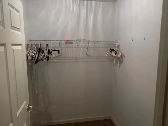 a view of a room with racks on the wall