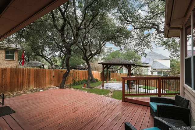 a view of a wooden deck