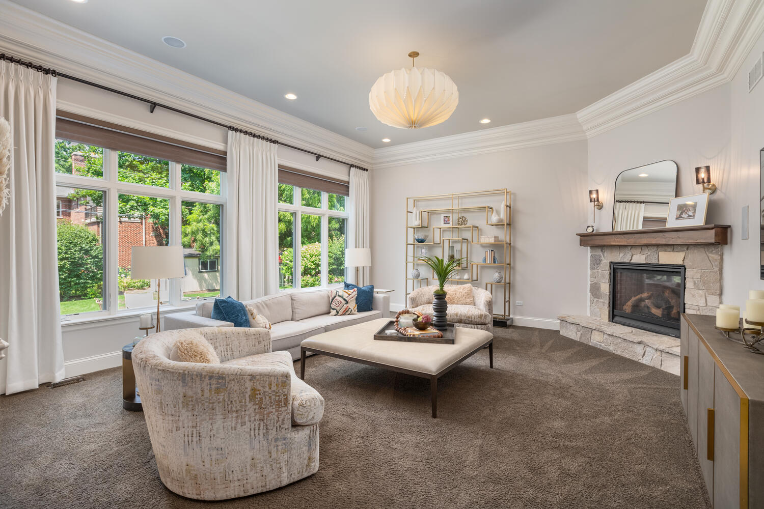 833 Wellner Road Naperville, IL 60540 - Photo 20 of 59 a living room with furniture and a fireplace
