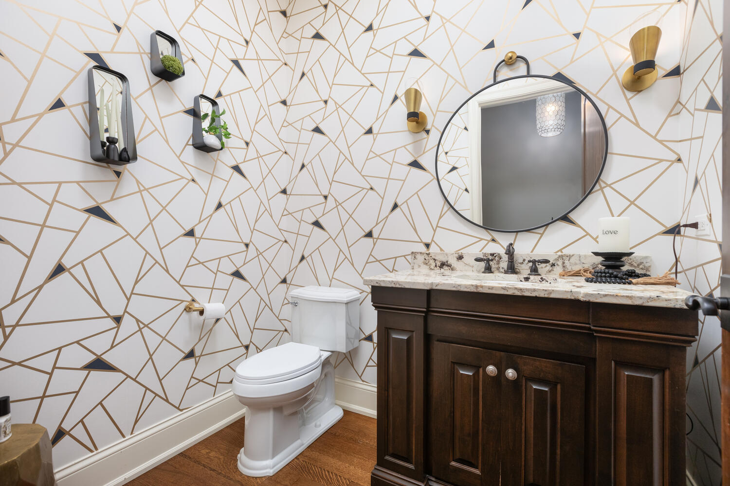 833 Wellner Road Naperville, IL 60540 - Photo 27 of 59 a bathroom with a sink a toilet and a mirror