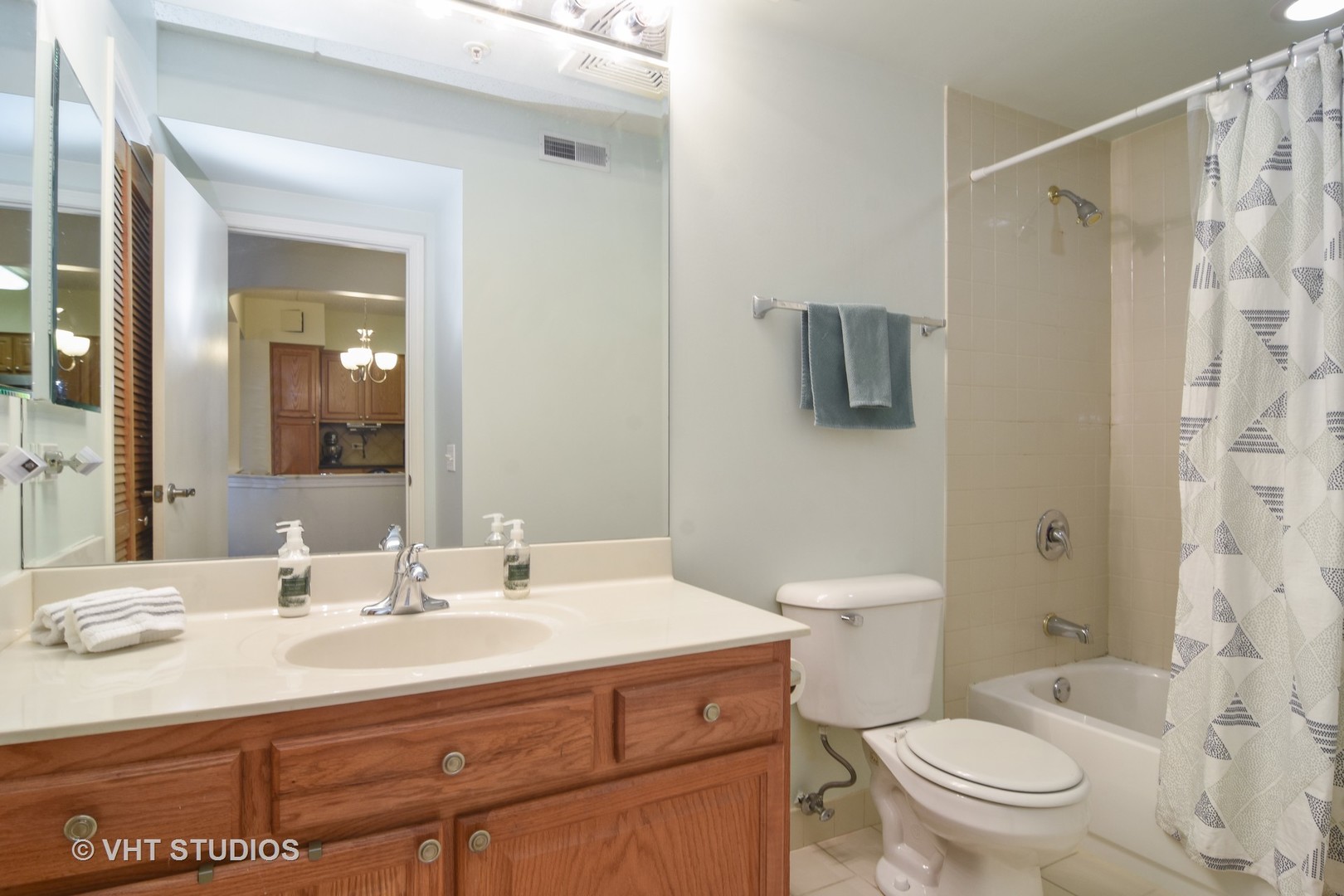 5 West Central Road, Unit 412 Mount Prospect, IL 60056 - Photo 8 of 10 a bathroom with a sink a toilet and shower curtain