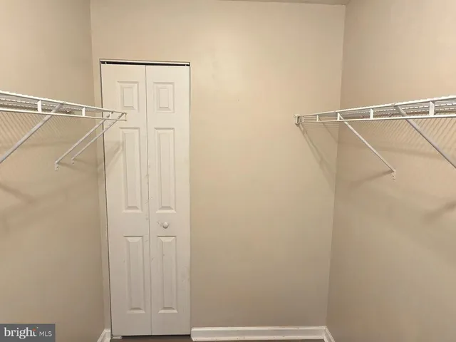 a view of an empty walk in closet