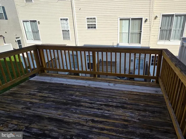 a view of a wooden balcony