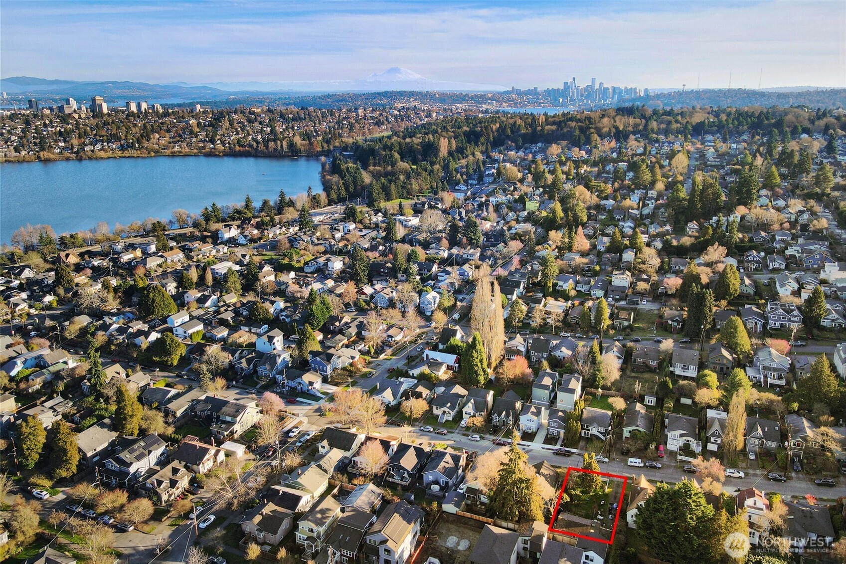 528 North 70th Street Seattle, WA 98103 - Photo 6 of 11 an aerial view of a city with lots of residential buildings