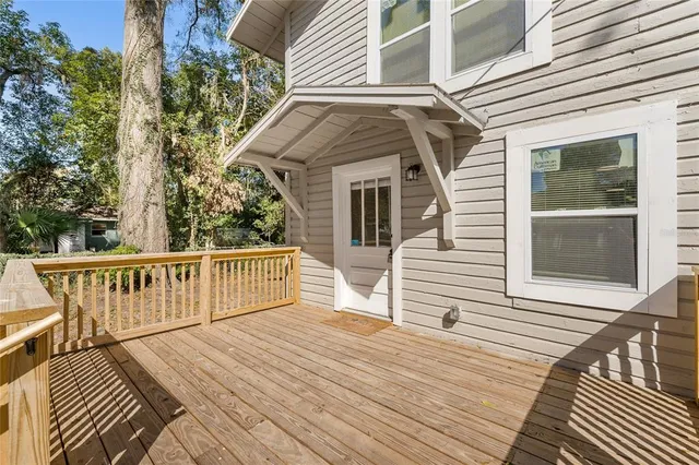 a view of a wooden deck