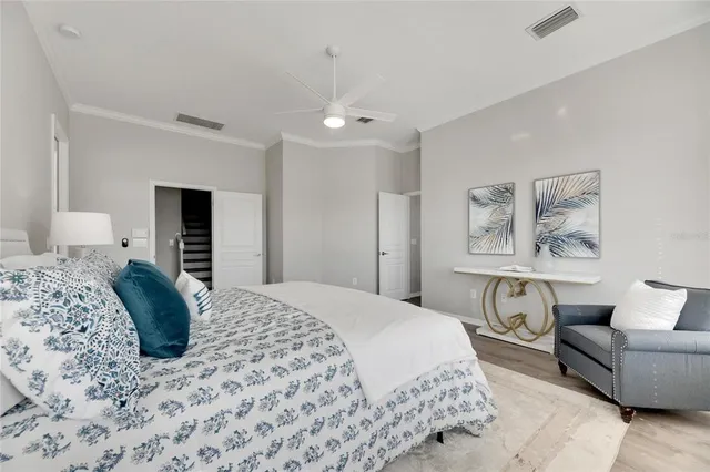 a view of a balcony with furniture