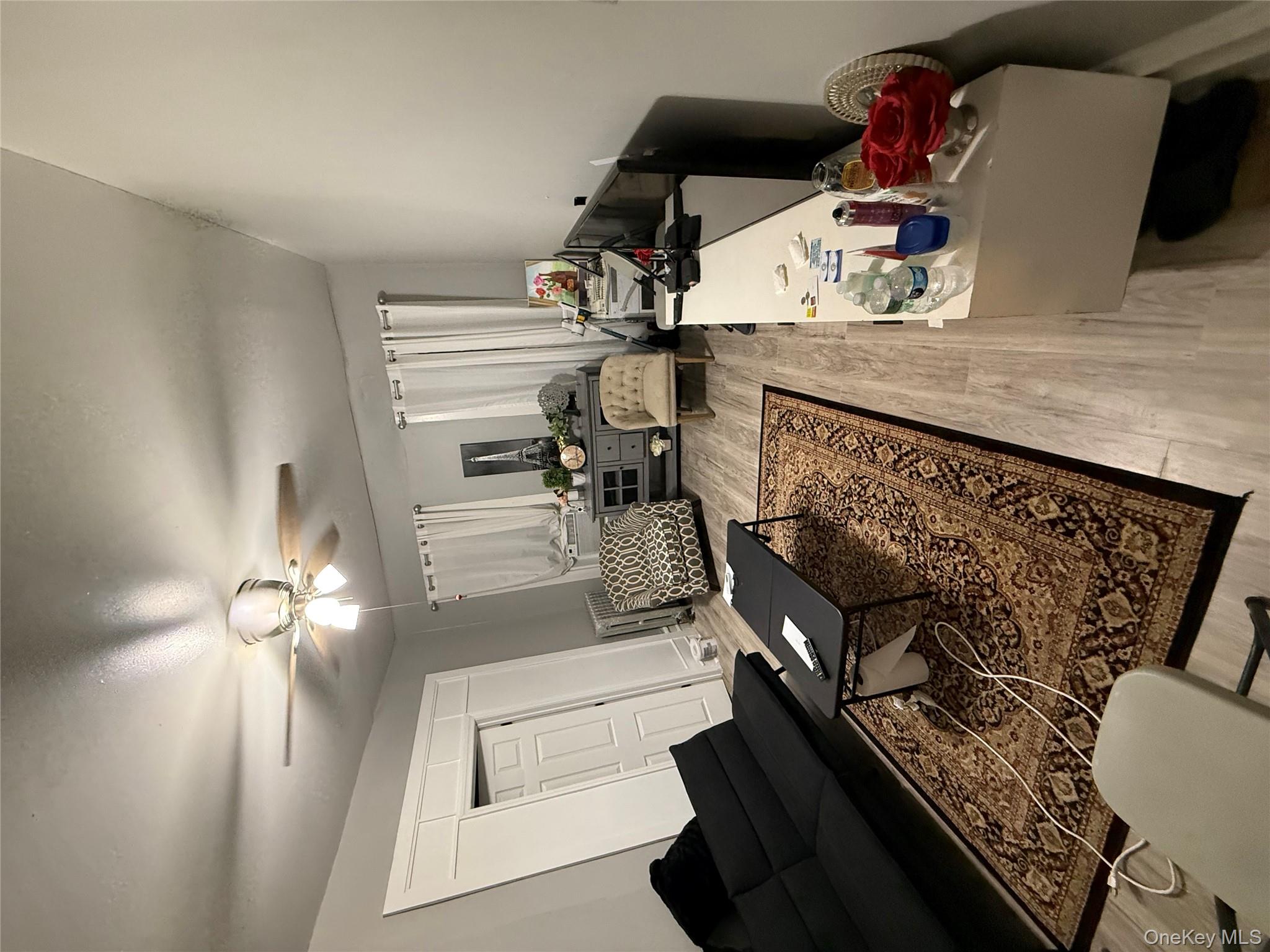 a living room with furniture and a rug