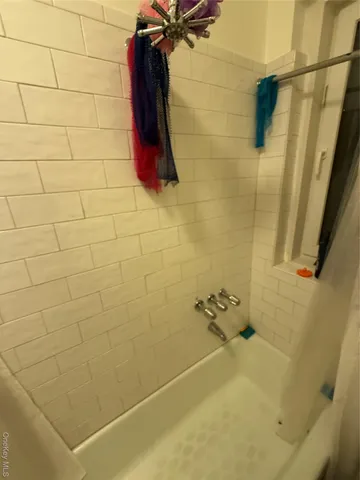 a bathroom with a bathtub